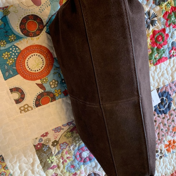 NEW Moda Luxe Maple Suede Hobo handbag leather chocolate NWT - Picture 3 of 9